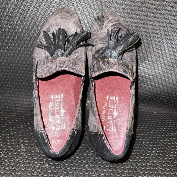 L'artiste by Spring Step Klasik Fronds Gray Metallic Tassel Loafers Womens 5.5-6 - Picture 6 of 8